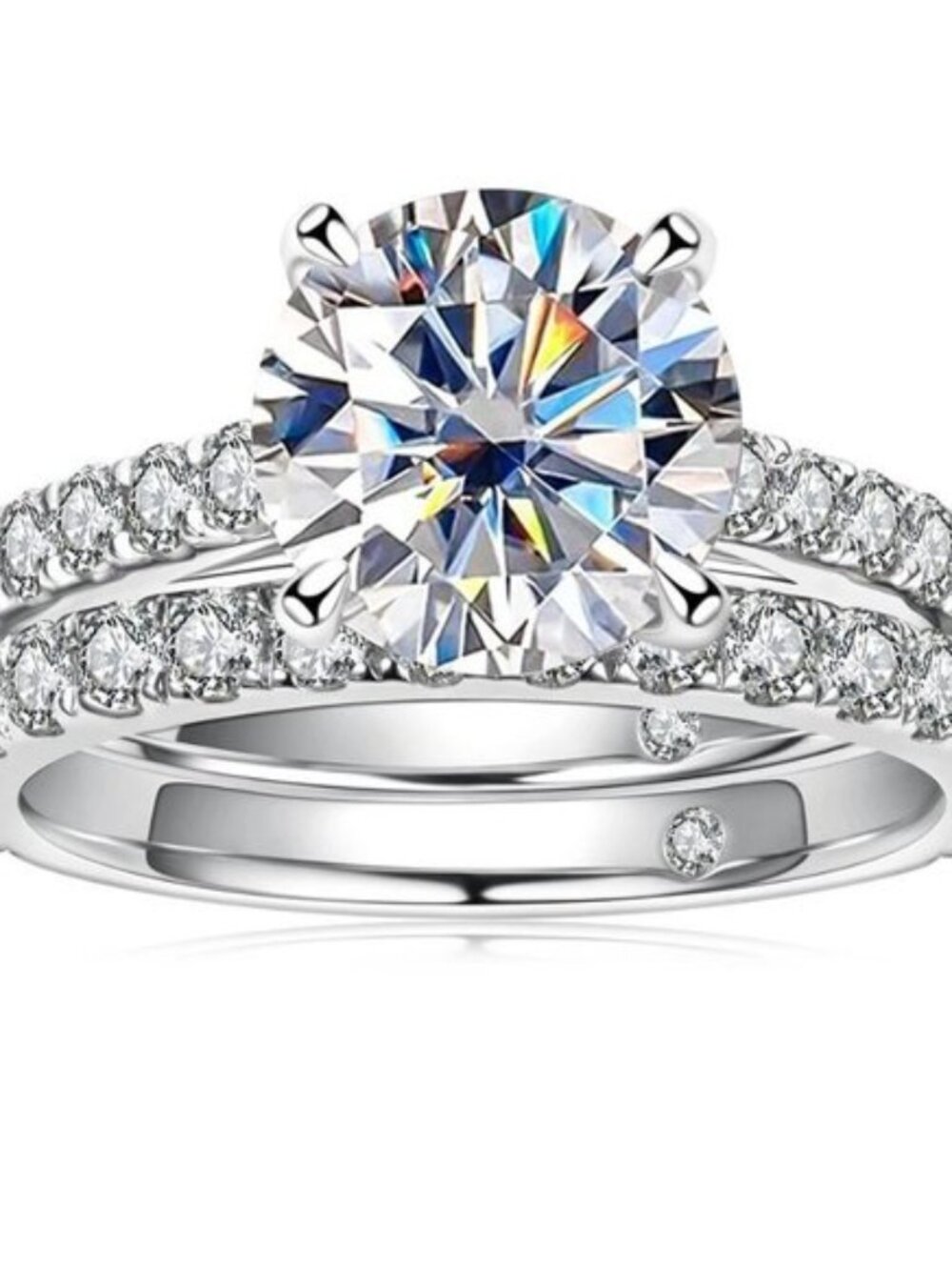 Certified 4.14ct. t.w. Moissanite Diamond Wedding Ring Set  NEW